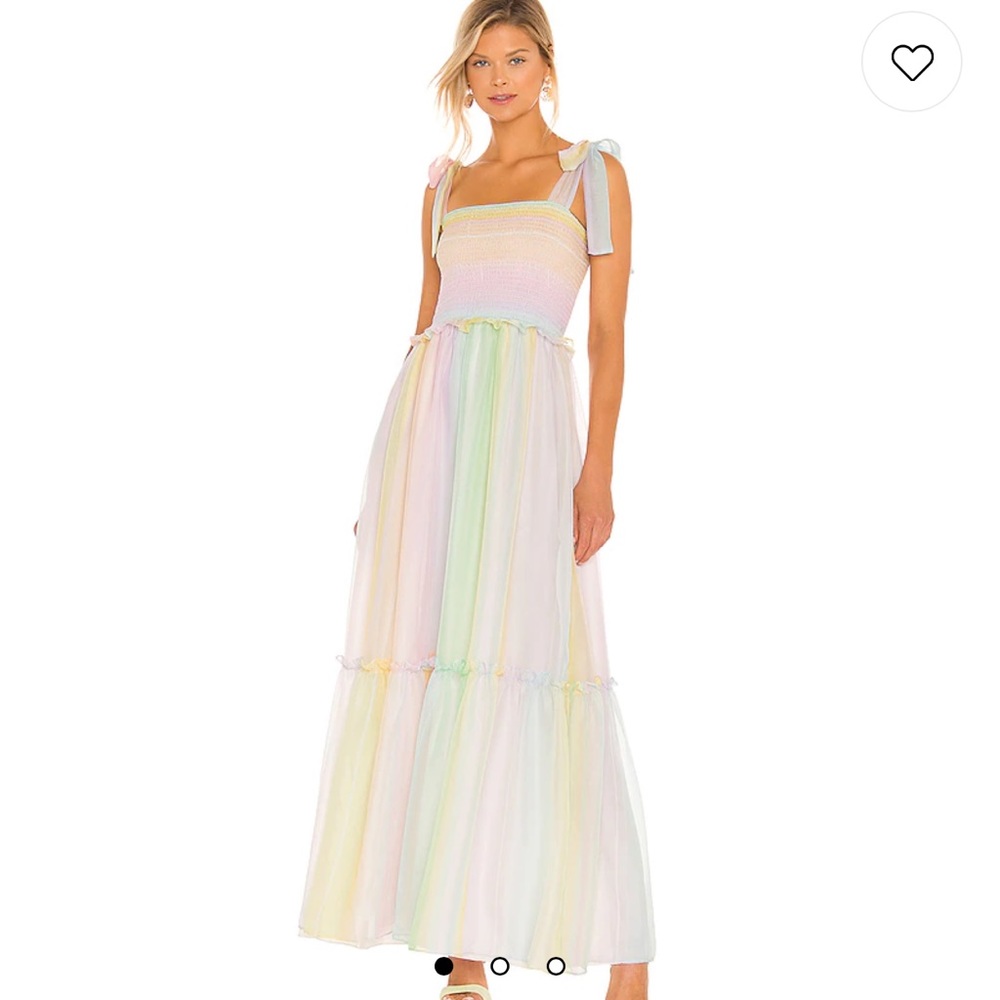 Amanda Uprichard Pastel Rainbow Maxi Dress